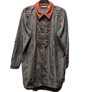 Soft Surroundings Womens Elena Embroidered Tunic Top Mesh Floral Size M